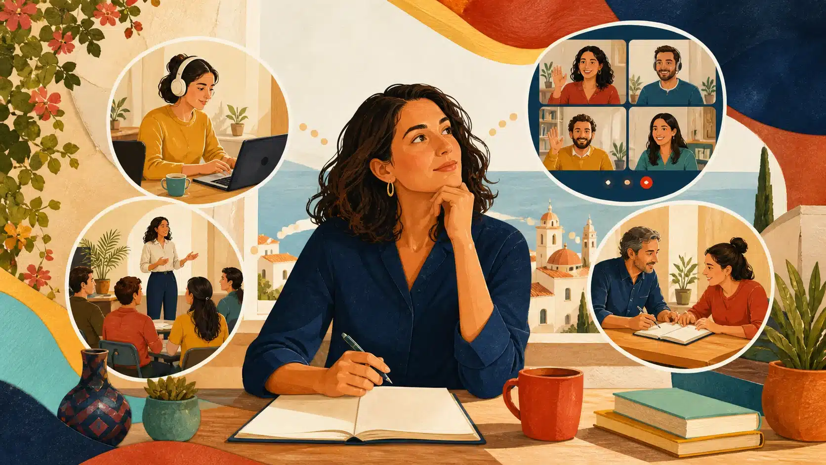 לומדת משווה בין קורס ספרדית דיגיטלי, קבוצתי, זום ושיעור פרטי
